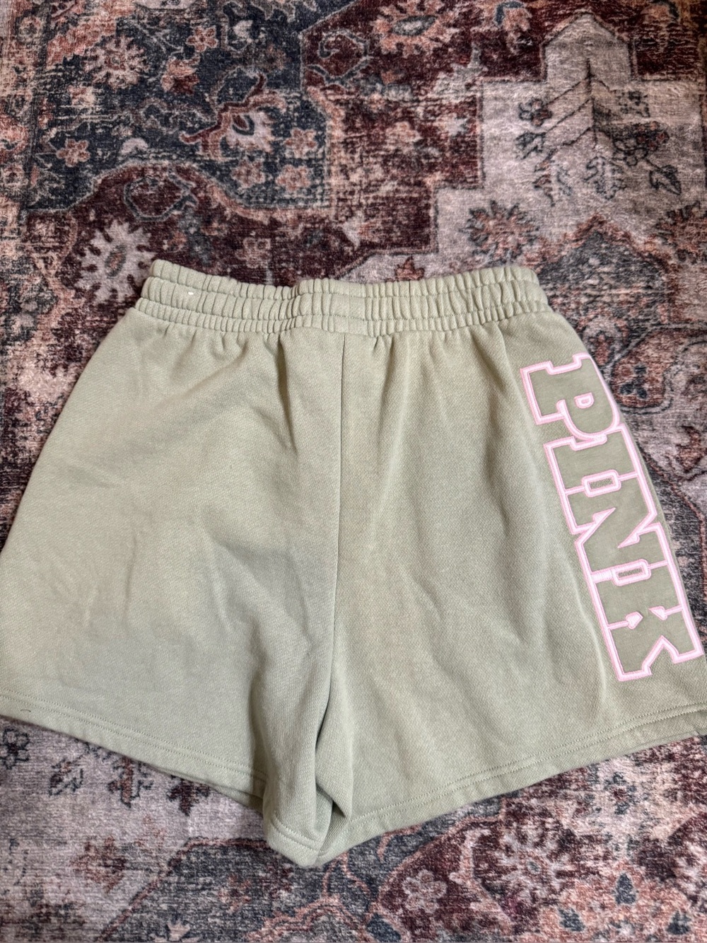 PINK Victoria's Secret Sage Green Athletic Shorts with Pink Logo